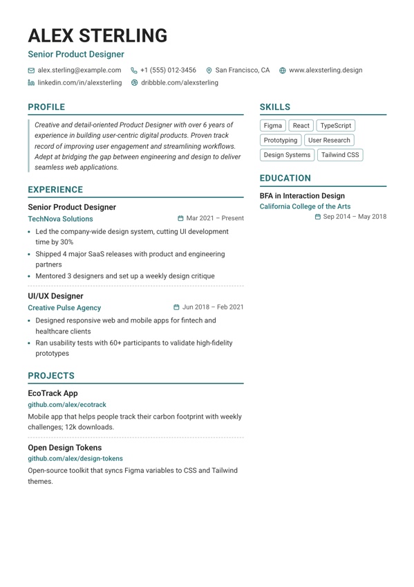 Altitude resume template preview