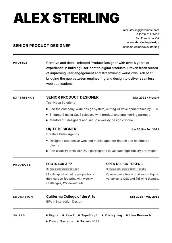 Berlin resume template preview