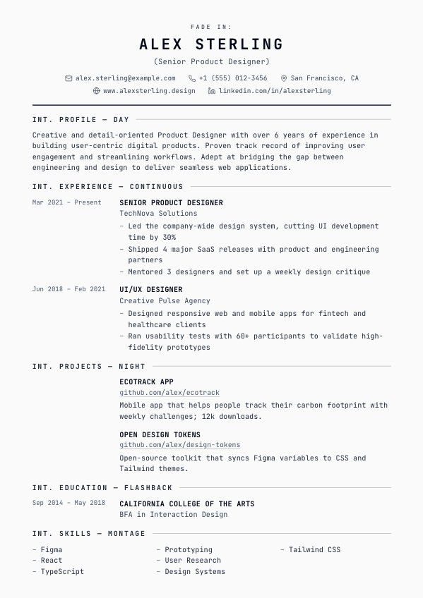 Cast resume template preview