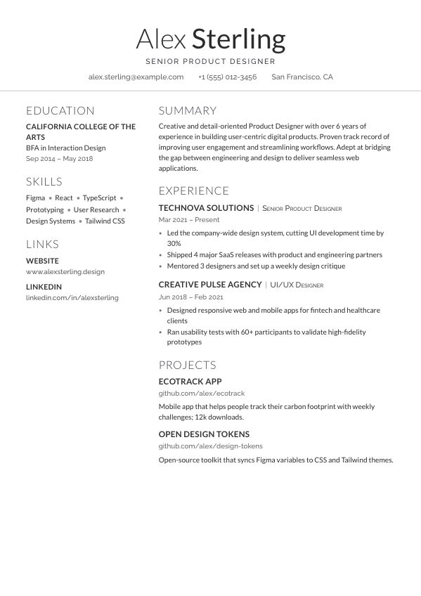 Duo resume template preview