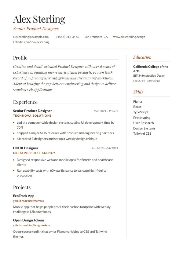 Elegant resume template preview
