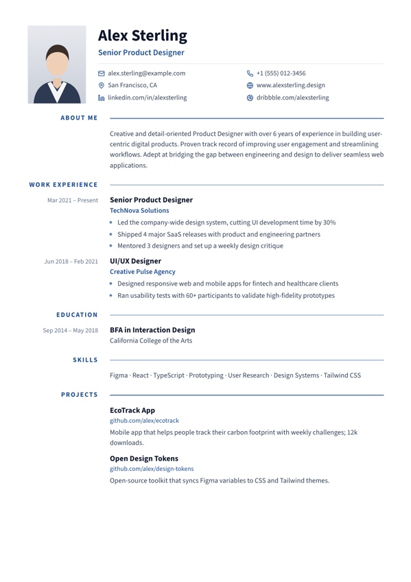 Europa resume template preview
