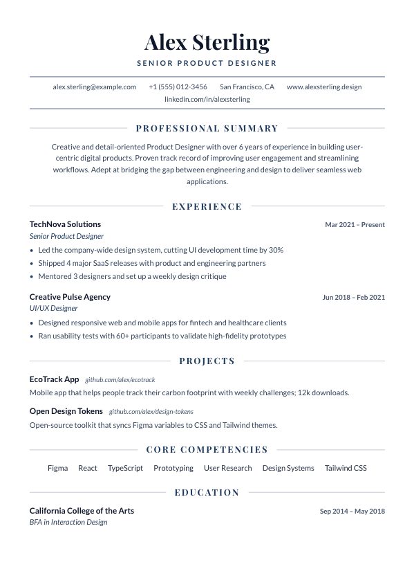 Executive resume template preview
