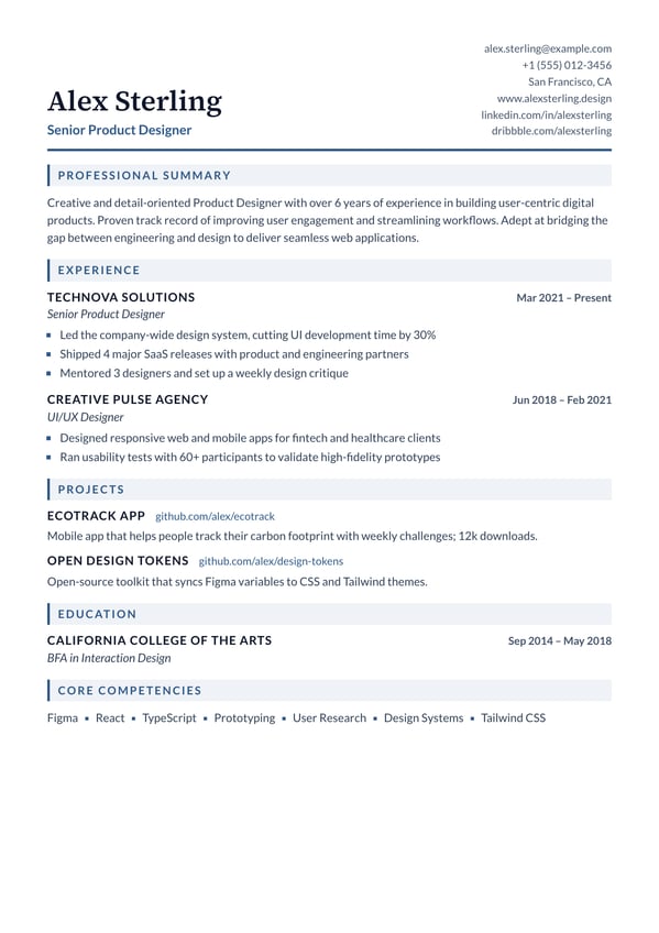 Keystone resume template preview