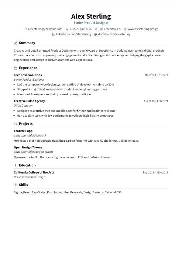 Lumen resume template preview