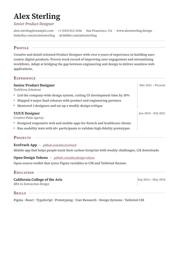 Meridian resume template preview