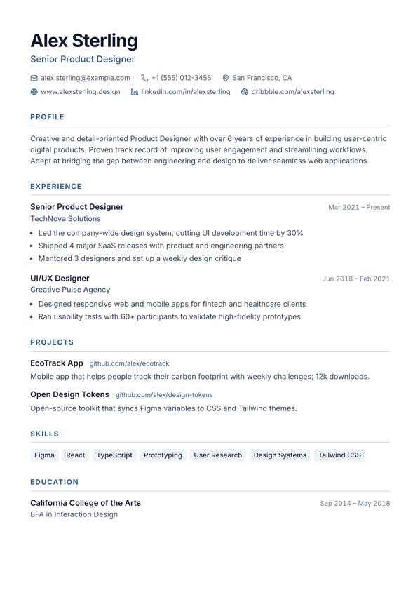 Modern resume template preview
