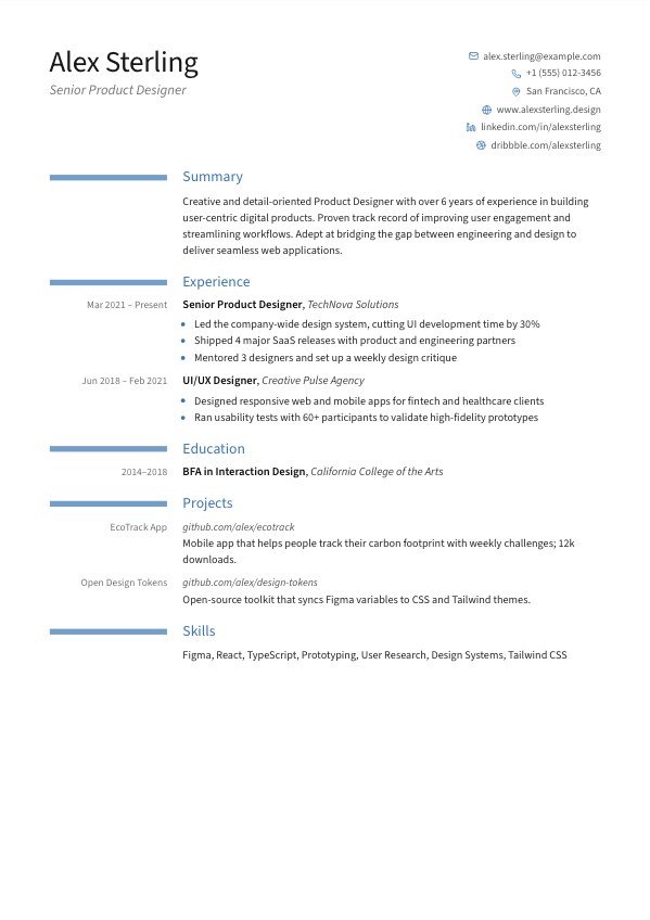 Oxford resume template preview