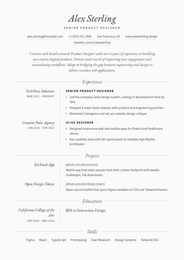 Silk resume template preview