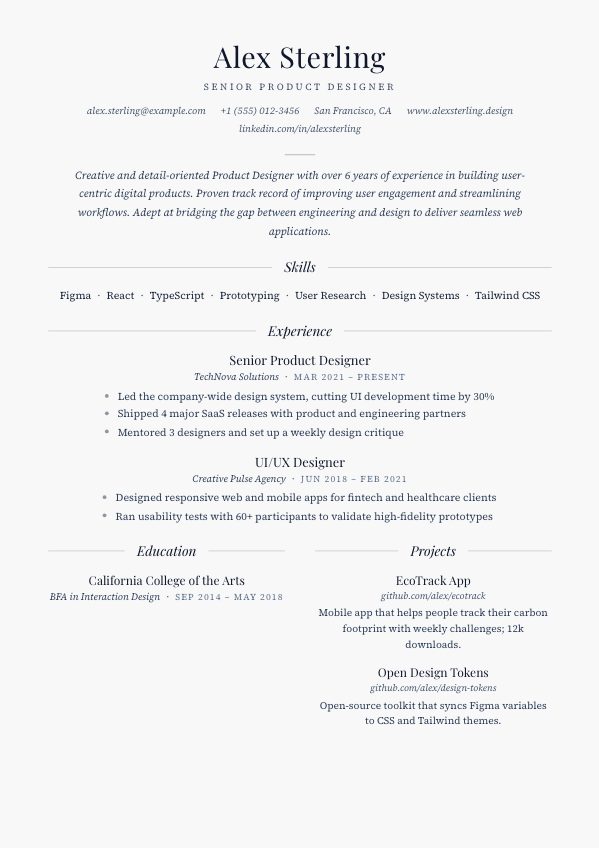 Symmetry resume template preview