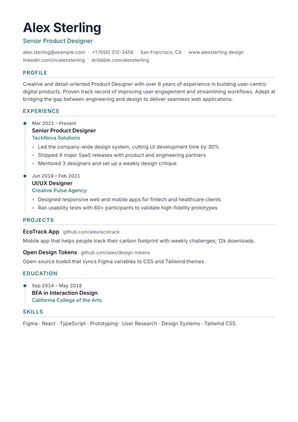 Timeline resume template preview